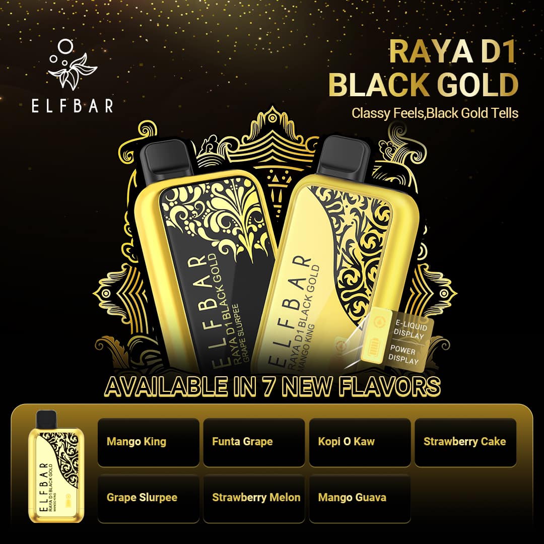 ELFBAR RAYA D1 13000 BLACK GOLD EDITION | ELFBAR | SG VAPE